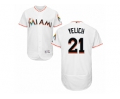Men's Majestic Miami Marlins #21 Christian Yelich White Flexbase Authentic Collection MLB Jersey