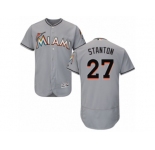 Men's Majestic Miami Marlins #27 Giancarlo Stanton Grey Flexbase Authentic Collection MLB Jersey