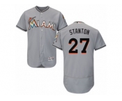 Men's Majestic Miami Marlins #27 Giancarlo Stanton Grey Flexbase Authentic Collection MLB Jersey