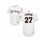 Men's Majestic Miami Marlins #27 Giancarlo Stanton White Flexbase Authentic Collection MLB Jersey
