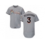 Men's Majestic Miami Marlins #3 Adeiny Hechavarria Grey Flexbase Authentic Collection MLB Jersey