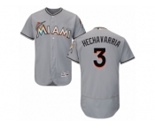 Men's Majestic Miami Marlins #3 Adeiny Hechavarria Grey Flexbase Authentic Collection MLB Jersey