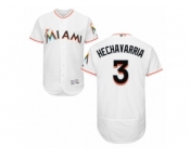 Men's Majestic Miami Marlins #3 Adeiny Hechavarria White Flexbase Authentic Collection MLB Jersey