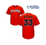 Men's Majestic Miami Marlins #33 Dustin McGowan Replica Orange Alternate 1 Cool Base MLB Jersey