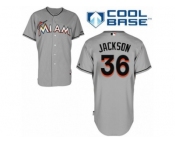 Men's Majestic Miami Marlins #36 Edwin Jackson Authentic Grey Road Cool Base MLB Jersey