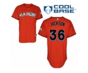 Men's Majestic Miami Marlins #36 Edwin Jackson Authentic Orange Alternate 1 Cool Base MLB Jersey