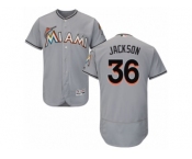 Men's Majestic Miami Marlins #36 Edwin Jackson Grey Flexbase Authentic Collection MLB Jersey