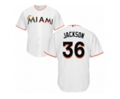 Men's Majestic Miami Marlins #36 Edwin Jackson Replica White Home Cool Base MLB Jersey