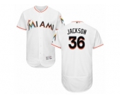 Men's Majestic Miami Marlins #36 Edwin Jackson White Flexbase Authentic Collection MLB Jersey