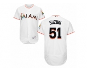 Men's Majestic Miami Marlins #51 Ichiro Suzuki White Flexbase Authentic Collection MLB Jersey