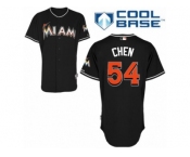 Men's Majestic Miami Marlins #54 Wei-Yin Chen Authentic Black Alternate 2 Cool Base MLB Jersey