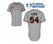 Men's Majestic Miami Marlins #54 Wei-Yin Chen Replica Grey Road Cool Base MLB Jersey