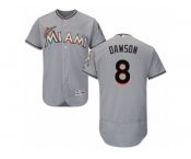 Men's Majestic Miami Marlins #8 Andre Dawson Grey Flexbase Authentic Collection MLB Jersey
