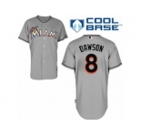 Men's Majestic Miami Marlins #8 Andre Dawson Replica Grey Road Cool Base MLB Jersey