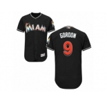 Men's Majestic Miami Marlins #9 Dee Gordon Black Flexbase Authentic Collection MLB Jersey