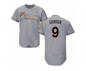 Men's Majestic Miami Marlins #9 Dee Gordon Grey Flexbase Authentic Collection MLB Jersey