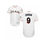 Men's Majestic Miami Marlins #9 Dee Gordon White Flexbase Authentic Collection MLB Jersey