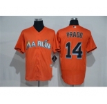 Men's Miami Marlins #14 Martin Prado Majestic Orange Cool Base Player Jersey