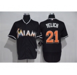 Men's Miami Marlins #21 Christian Yelich Majestic Black Cool Base Player Jersey