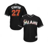 Men's Miami Marlins #27 Giancarlo Stanton Majestic Black Cool Base Player Jersey