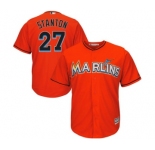 Men's Miami Marlins #27 Giancarlo Stanton Majestic Orange Cool Base Player Jersey
