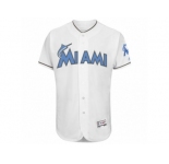 Men's Miami Marlins Majestic Blank White Fashion 2016 Father's Day Flex Base Team Jersey