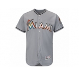 Men's Miami Marlins Majestic Road Blank Gray Flex Base Authentic Collection Team Jersey
