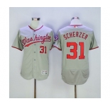 Men Washington Nationals #31 Max Scherzer Majestic Grey Flexbase Authentic Collection Player Jersey