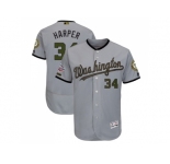 Men Washington Nationals #34 Bryce Harper Grey Flexbase Authentic Collection 2018 Memorial Day Stitched MLB Jersey