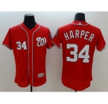 Men Washington Nationals #34 Bryce Harper Majestic Red Flexbase Authentic Collection Team Jersey