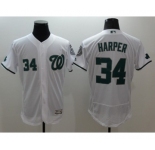 Men Washington Nationals #34 Bryce Harper Majestic White Green Flexbase Authentic Collection Player Jersey