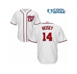 Men's Majestic Washington Nationals #14 Chris Heisey Replica White Home Cool Base MLB Jersey