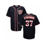 Men's Majestic Washington Nationals #37 Stephen Strasburg Authentic Navy Blue Team Logo Fashion Cool Base MLB Jersey