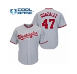 Men's Majestic Washington Nationals #47 Gio Gonzalez Authentic Grey Road Cool Base MLB Jersey