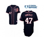 Men's Majestic Washington Nationals #47 Gio Gonzalez Authentic Navy Blue Alternate 2 Cool Base MLB Jersey