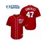 Men's Majestic Washington Nationals #47 Gio Gonzalez Authentic Red Alternate 1 Cool Base MLB Jersey