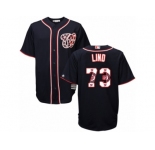 Men's Majestic Washington Nationals #73 Adam Lind Authentic Navy Blue Team Logo Fashion Cool Base MLB Jersey