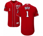 Men's Washington Nationals #1 Wilmer Difo Red Alternate Flex Base Authentic Collection 2019 World Series Bound Baseball Jersey