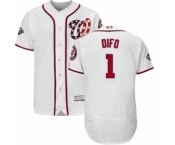 Men's Washington Nationals #1 Wilmer Difo White Home Flex Base Authentic Collection 2019 World Series Bound Baseball Jersey