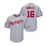 Men's Washington Nationals #16 Victor Robles Replica Grey Road Cool Base 2019 World Series Bound Baseball Jersey