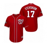 Men's Washington Nationals #17 Andrew Stevenson Replica Red Alternate 1 Cool Base 2019 World Series Bound Baseball Jersey