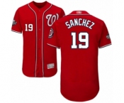 Men's Washington Nationals #19 Anibal Sanchez Red Alternate Flex Base Authentic Collection 2019 World Series Bound Baseball Jersey