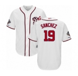 Men's Washington Nationals #19 Anibal Sanchez Replica White Home Cool Base 2019 World Series Champions Baseball Jersey