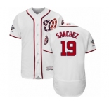 Men's Washington Nationals #19 Anibal Sanchez White Home Flex Base Authentic Collection 2019 World Series Champions Baseball Jersey