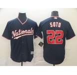 Men's Washington Nationals #22 Juan Soto Replica Navy Blue Alternate 3 Cool Base Baseball Jersey