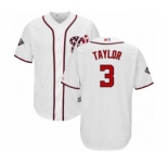 Men's Washington Nationals #3 Michael Taylor Replica White Home Cool Base 2019 World Series Bound Baseball Jersey