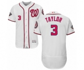 Men's Washington Nationals #3 Michael Taylor White Home Flex Base Authentic Collection 2019 World Series Bound Baseball Jersey