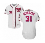 Men's Washington Nationals #31 Max Scherzer White Home Flex Base Authentic Collection 2019 World Series Bound Baseball Jersey