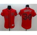 Men's Washington Nationals #34 Bryce Harper Majestic Scarlet Fashion Stars & Stripes Flex Base Player Jersey