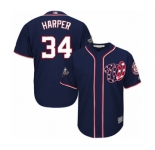Men's Washington Nationals #34 Bryce Harper Replica Navy Blue Alternate 2 Cool Base 2019 World Series Bound Baseball Jersey